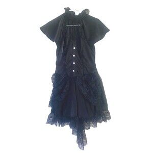 Women’s Spirit Halloween Victorian Goth Witch Costume Black Lace Size L